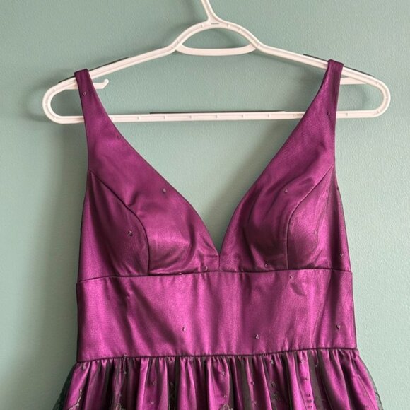 Adrianna Papell Boutique Dress Size 6 Womens Formal Purple Mesh Overlay Beads - Picture 8 of 10
